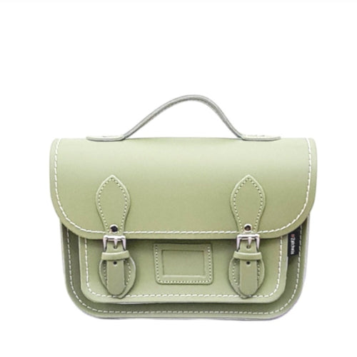 Handmade Leather Midi Satchel -  Sage Green - Made in the UK