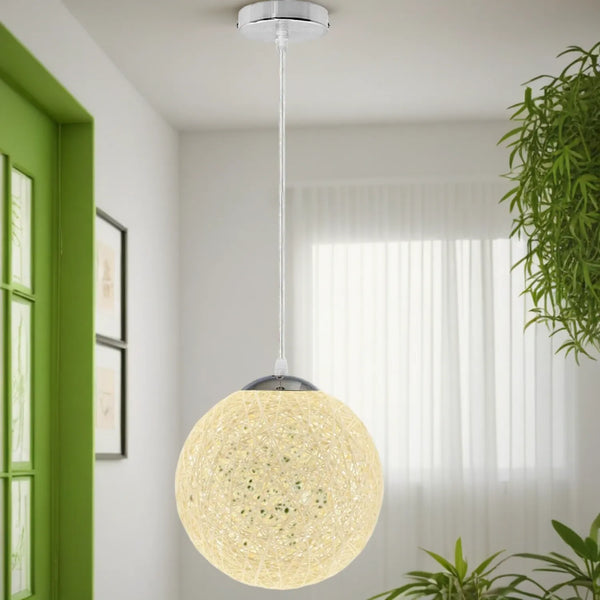 Modern Medium Cream Rattan Pendant Light Lampshade 1
