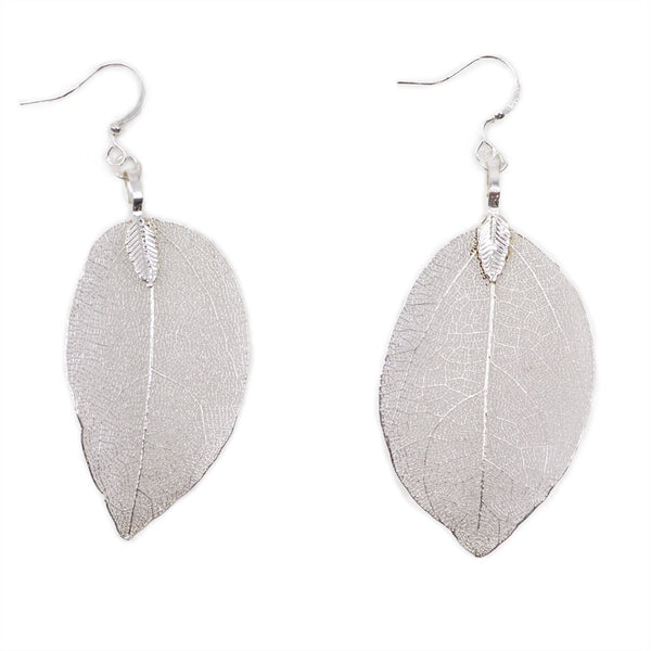 Real Leaf Drop Earrings - Bravery Leaf - Gold Silver or Multi Coloured 7