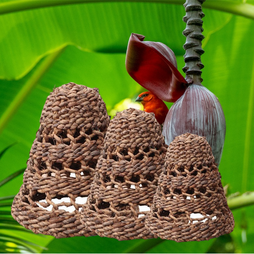 Natural Banana Leaf & Hitam Raffia Lamp Shades - Handmade & Fairly Traded
