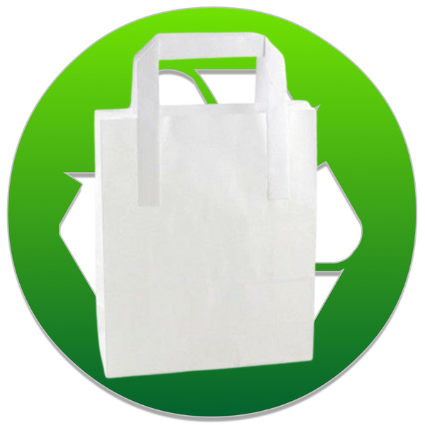 Paper Carrier Bags - Recycled & Recyclable - 3 Sizes - White or Brown 4