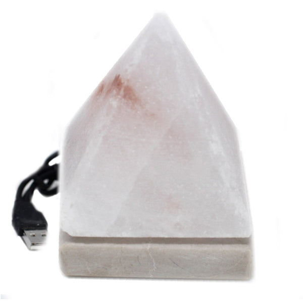 Himalayan Salt Desk Lamp - 9 cm USB Ball & Pyramid - White 3