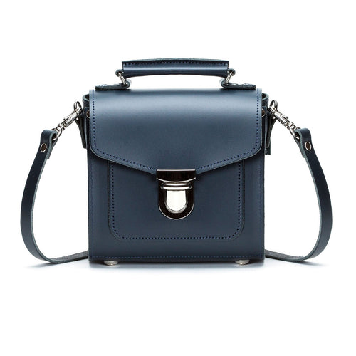 Handmade Leather Handbag - Sugarcube Handbag - Navy Blue