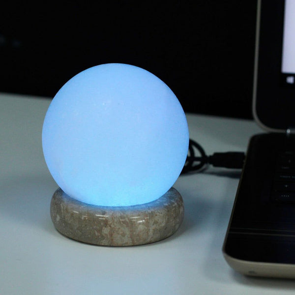 Himalayan Salt Desk Lamp - 9 cm USB Ball & Pyramid - White 1