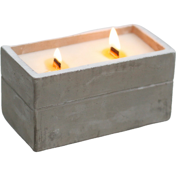 Concrete Wooden Wick Soy Wax Candles  - Long Burning - 6 Great Scents 6