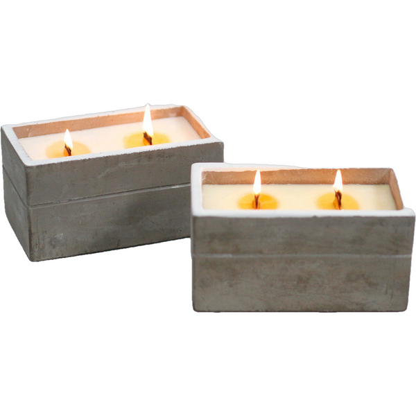 Concrete Wooden Wick Soy Wax Candles  - Long Burning - 6 Great Scents 0