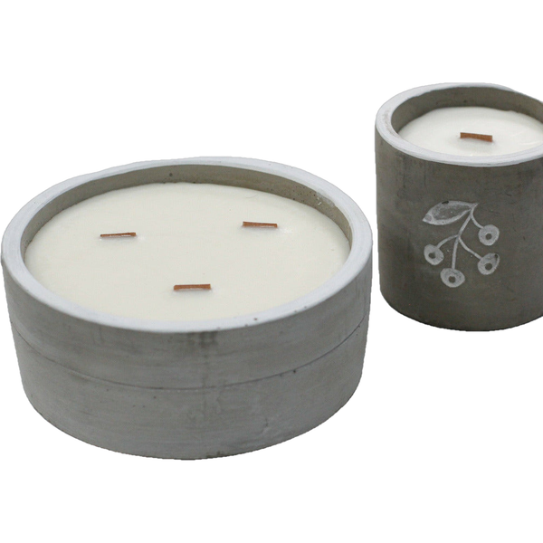 Concrete Wooden Wick Soy Wax Candles  - Long Burning - 6 Great Scents 3