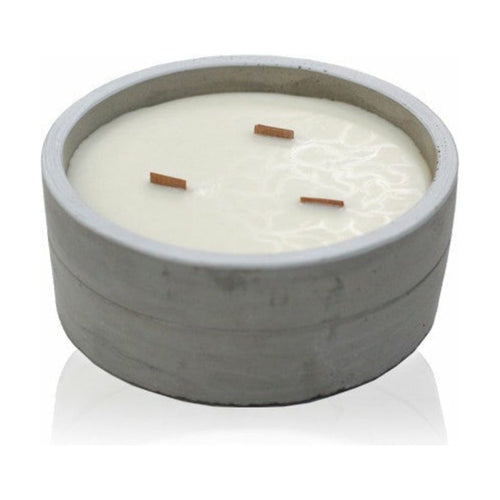 Concrete Wooden Wick Soy Wax Candles  - Long Burning - 6 Great Scents