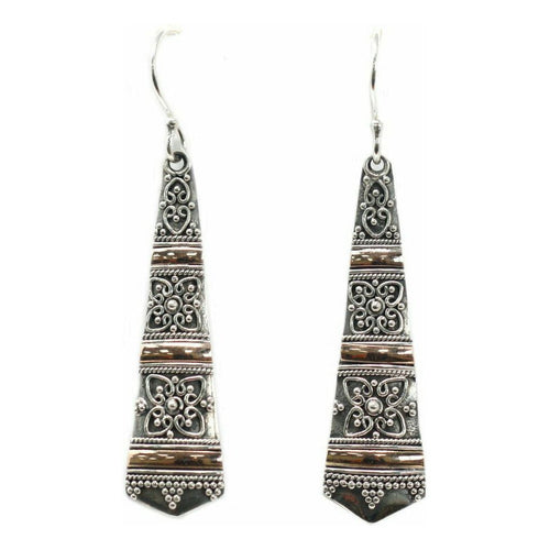 Handmade Silver & Gold Earrings - Tribal Drop Earrings - Ethically Sourced.