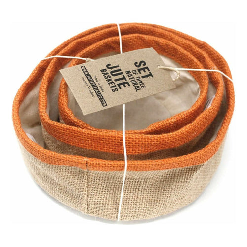 Eco Friendly Storage - Set of 3 Natural Jute Baskets - Choice of 4 Colours