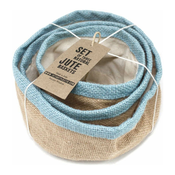 Eco Friendly Storage - Set of 3 Natural Jute Baskets - Choice of 4 Colours 5