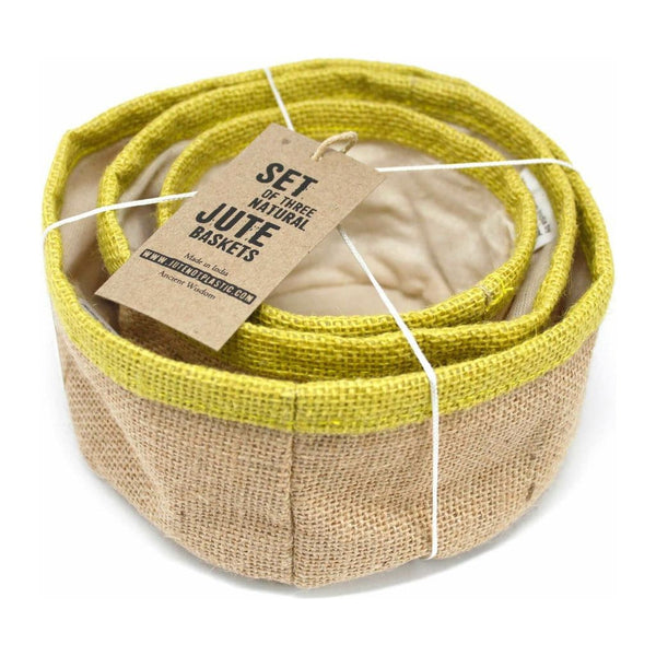 Eco Friendly Storage - Set of 3 Natural Jute Baskets - Choice of 4 Colours 0