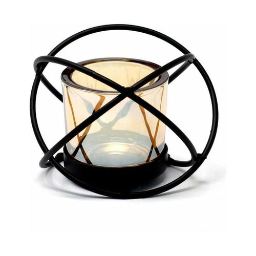 Iron Votive Tea Light Candle Holder - 1 Cup Single Ball - Black