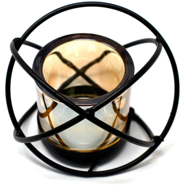 Iron Votive Tea Light Candle Holder - 1 Cup Single Ball - Black 2