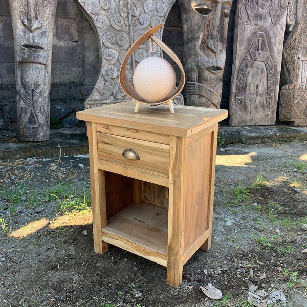 Handmade Bedside Table - Upcycled Teak Wood Nightstand - Natural Homeware 1