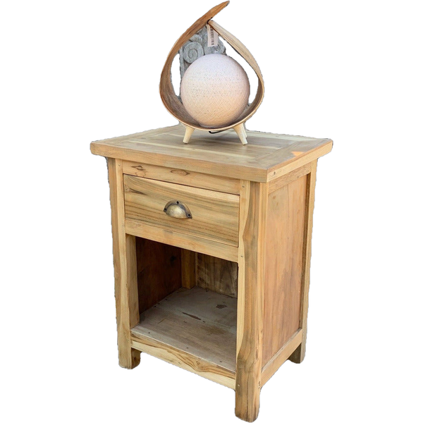 Handmade Bedside Table - Upcycled Teak Wood Nightstand - Natural Homeware 0