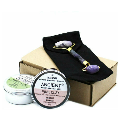 Ancient Wisdom - Clay Mask & Gemstone Roller Facial Skincare Giftset