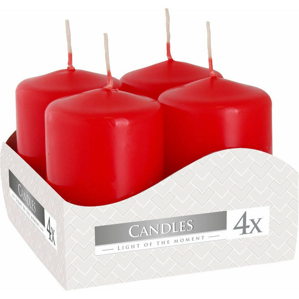 Pillar Candles - Pack of 4 - Red or Ivory - 3 Sizes - Decorative Candle Set 5