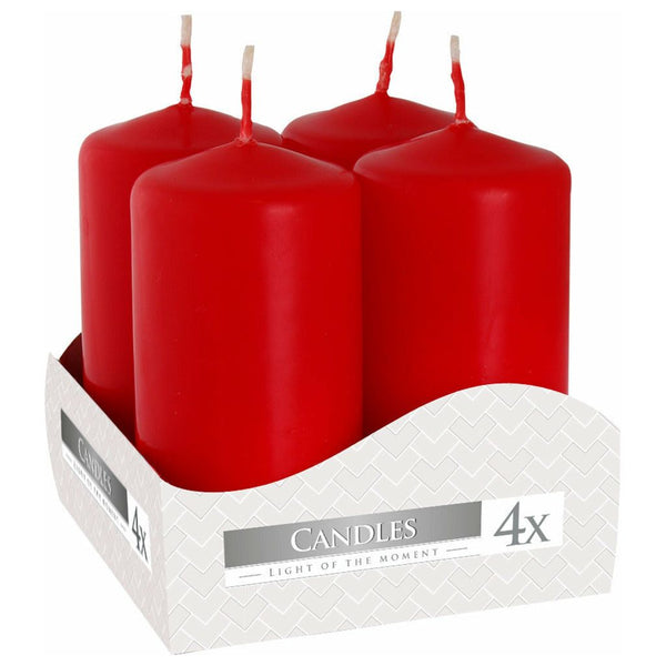 Pillar Candles - Pack of 4 - Red or Ivory - 3 Sizes - Decorative Candle Set 6