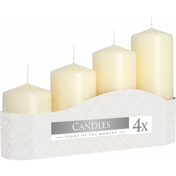 Pillar Candles - Pack of 4 - Red or Ivory - 3 Sizes - Decorative Candle Set 0