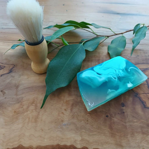 Mens Plastic Free Shaving Set - Wooden Shaving Brush & Solid Shaving Soap