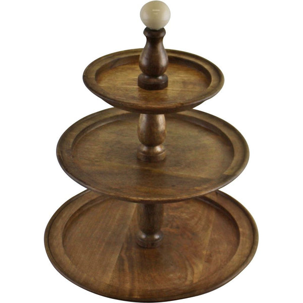 Wooden Cake Stand - Country Cottage - 3 Tier Mango Wood Afternoon Tea Stand 2