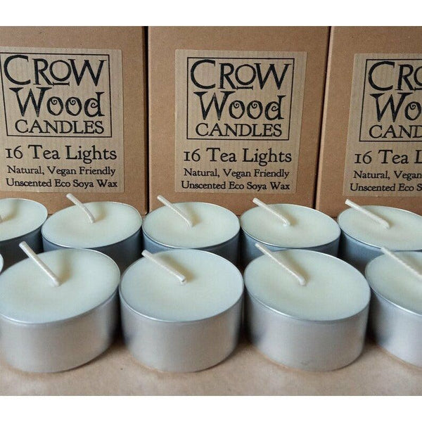 Crow Wood Candles - Handmade Unscented Soy Wax Tealights - Vegan Friendly 0