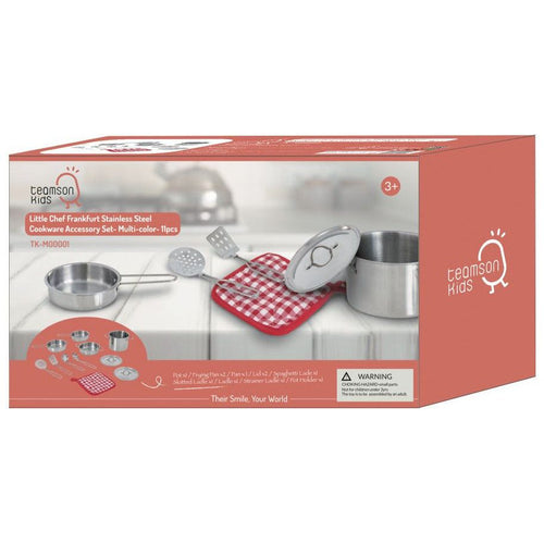 Play Cooking Set - Steel - Play Kitchen Accessories - Pans and Utensils