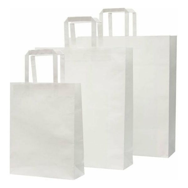 Paper Carrier Bags - Recycled & Recyclable - 3 Sizes - White or Brown 0