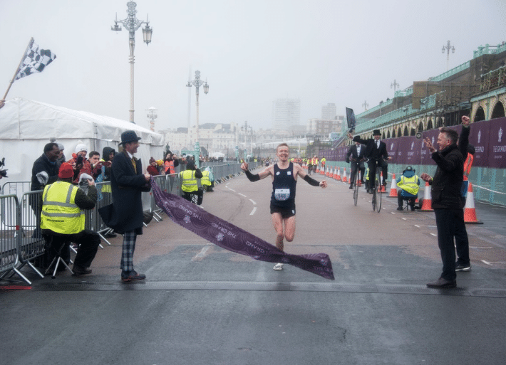 Kevin Moore of Brighton & Hove Athletics Club winning the Brighton Half Marathon 2020