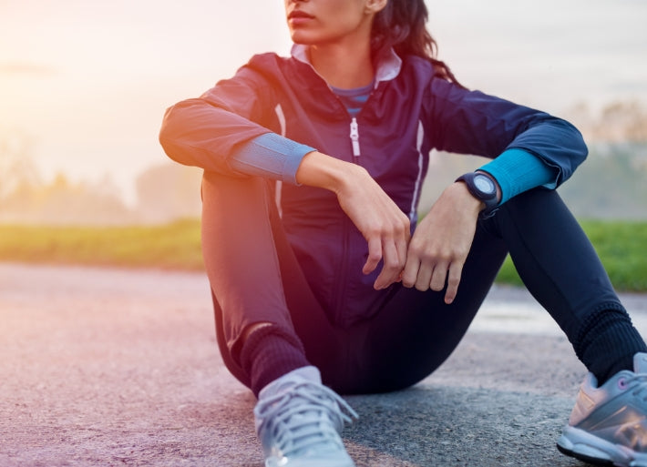 Female athlete resting