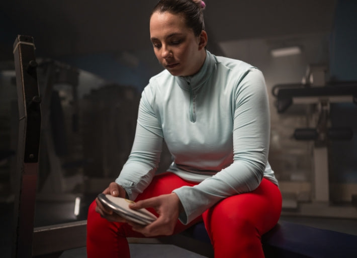 Female athlete with discus