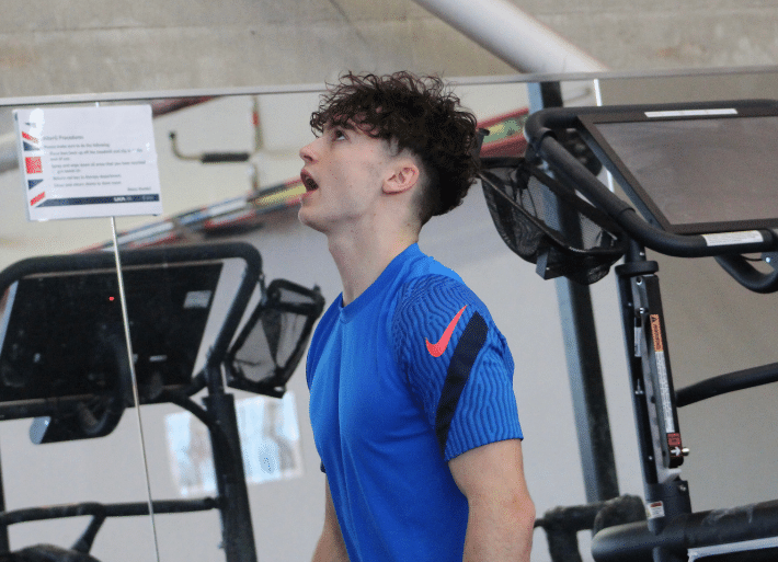 Owen Heard exercising in gym