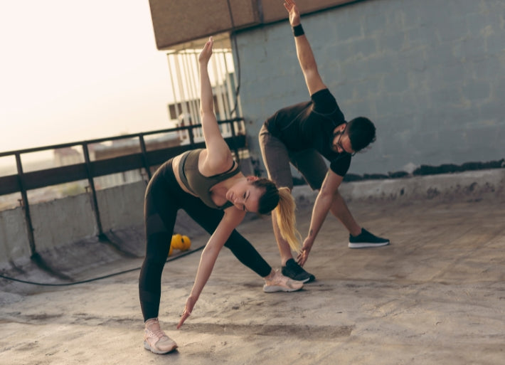 Young couple stretching