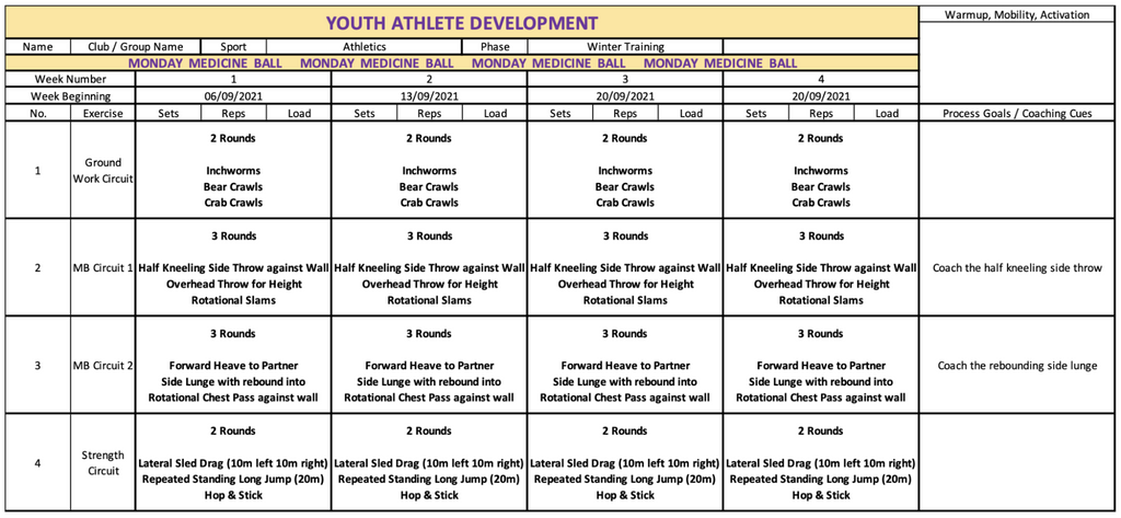 Training Routines for Youth Athletes