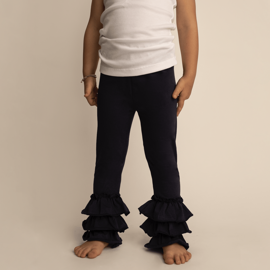 Black Lace Trim Ruffle Leggings – Just For Littles®️