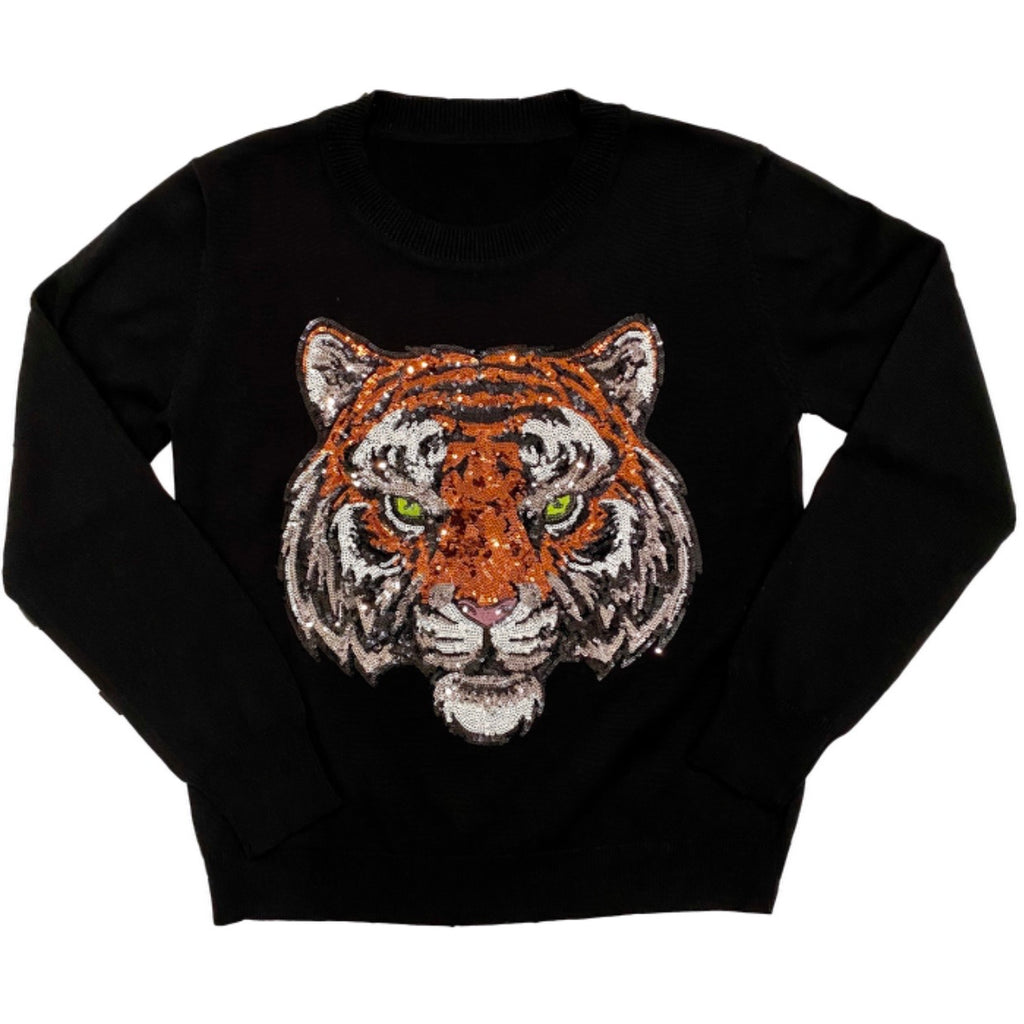 Black Tiger Head Sweater – Sparkle City Co
