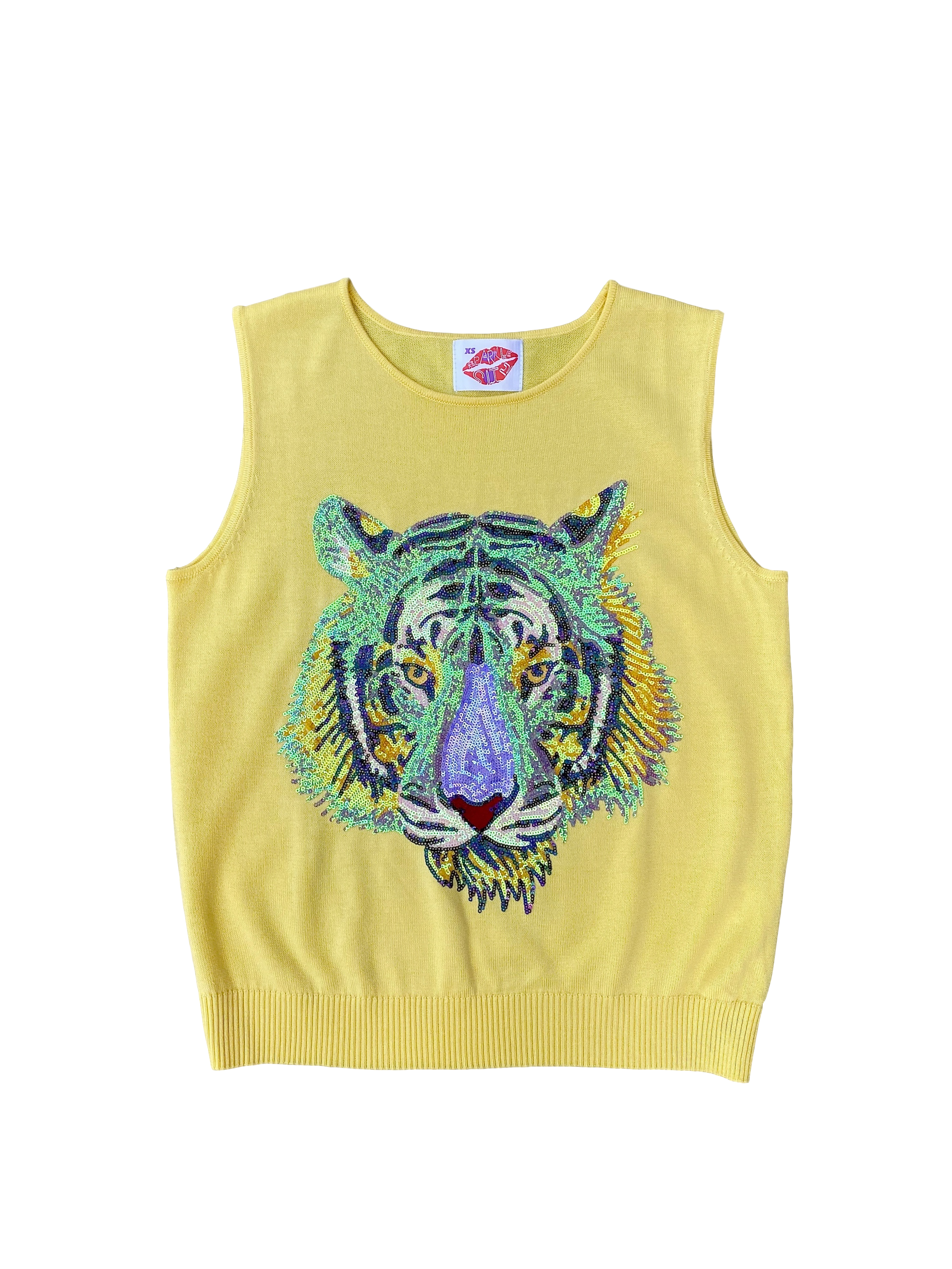 New Girls Tiger Face Print Glitter Multi Color Top T Shirt