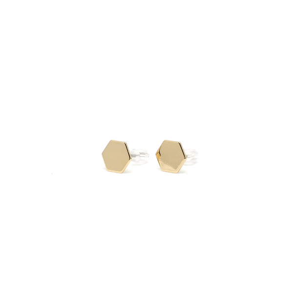Flat Hexagon Stud Earrings - MOORTOWN.
