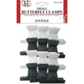 4th Ave Market: Donna Butterfly Clamps Small Black & White 12pcs