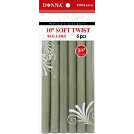 4th Ave Market: Donna Collection 10 Soft Twist Rollers, Gray