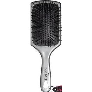 4th Ave Market: Donna Collection Large Metallic Silver Paddle Hair Brush, Black