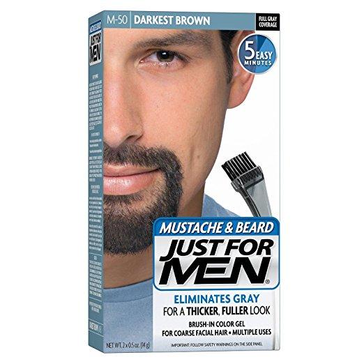 4th ave market: just for men mustache and beard brush-in color gel, darkest brown