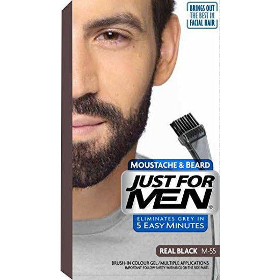 4th Ave Market: Just For Men Mustache & Beard Brush-In Color Gel, Real Black