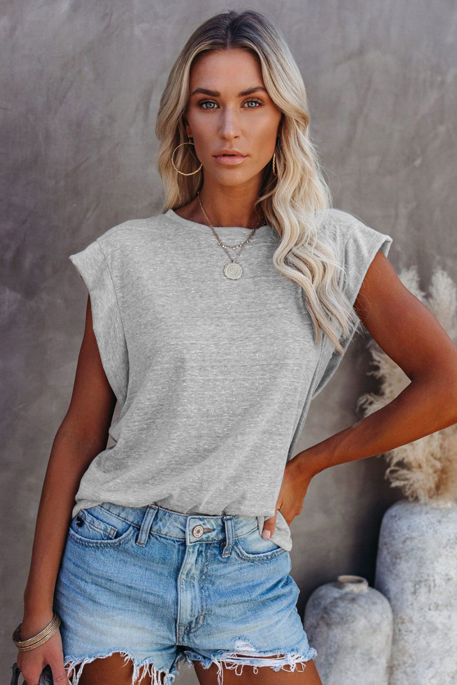 Cap Sleeve Summer Tee - Heather Gray