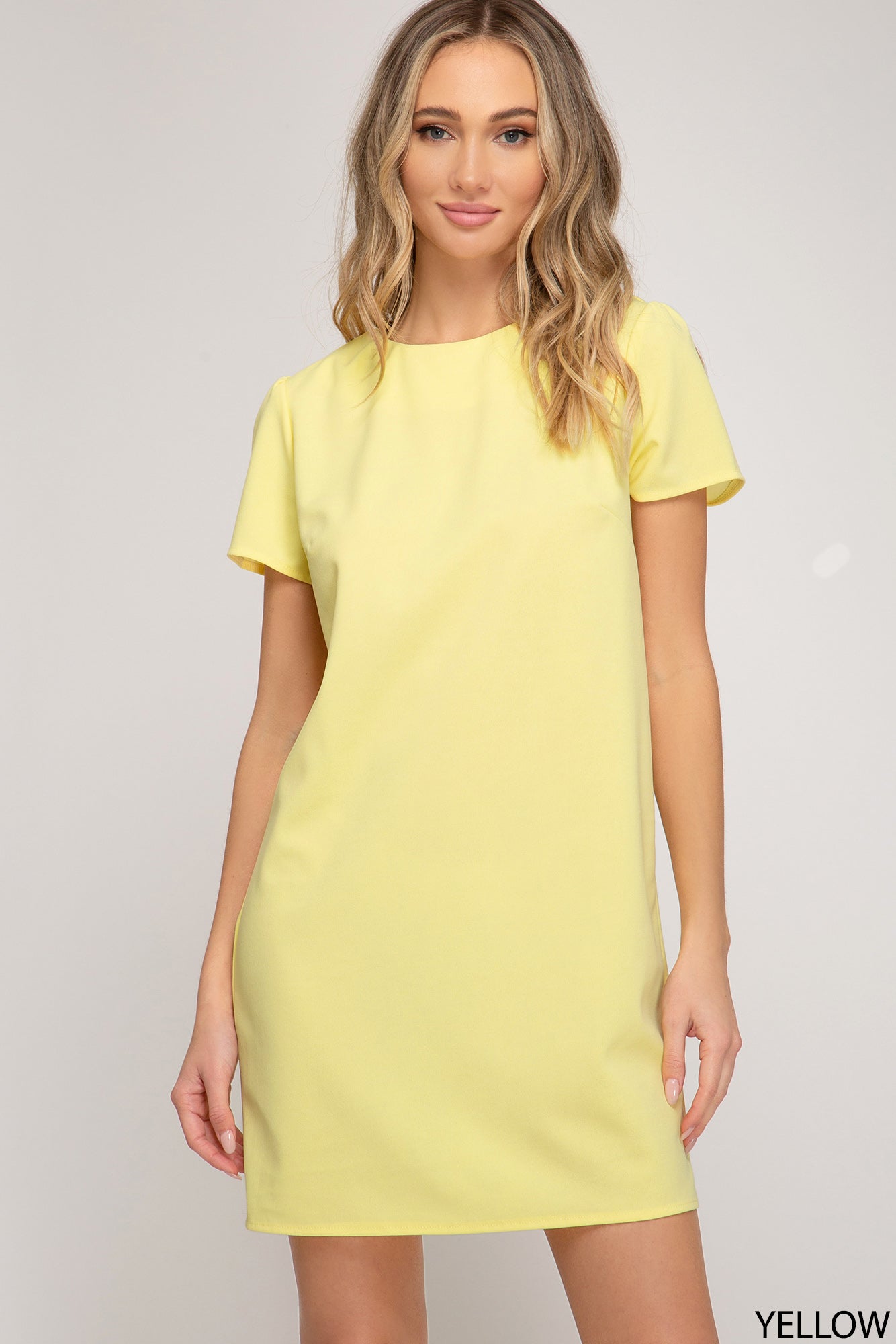 yellow shift dress