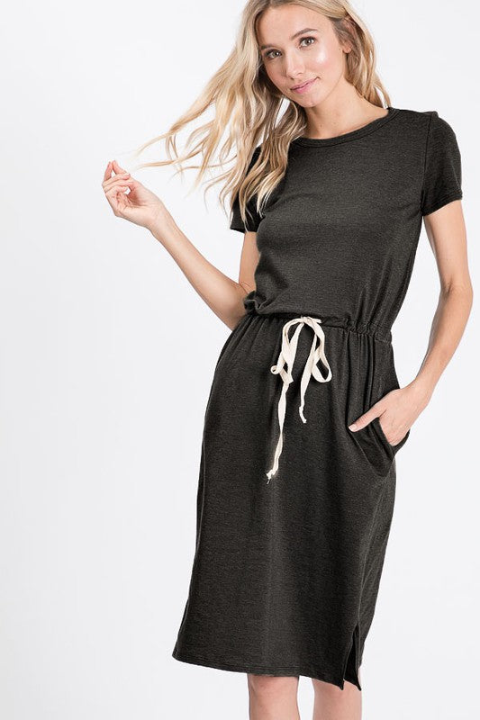 drawstring shirt dress