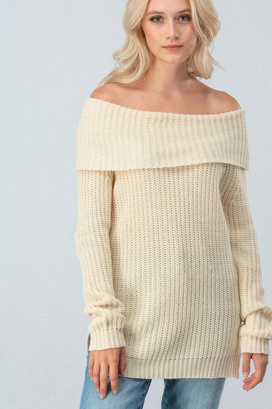 cream off the shoulder sweater