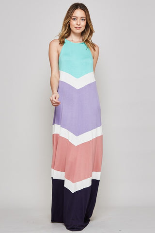 maxi dress color block