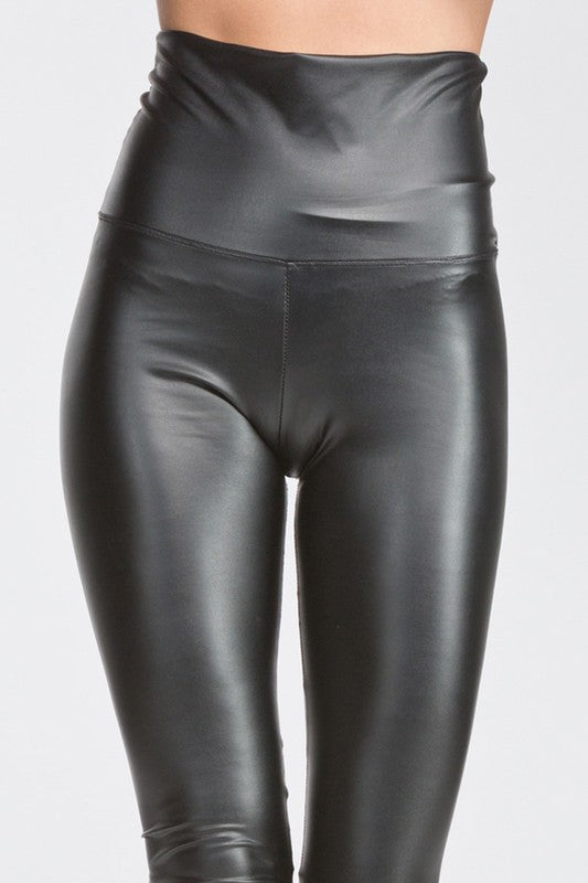 High Waisted Thick Pleather Leggings 